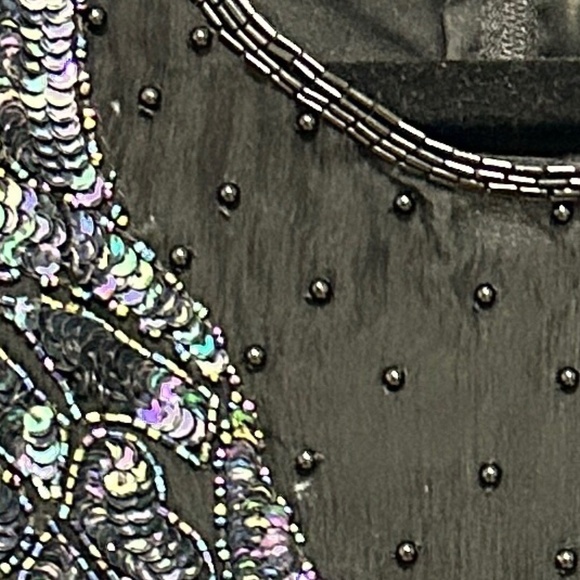 Vtg Melanie Lyne Beaded Dress Women's Large Black/Purple Formal Party READ - Picture 2 of 16